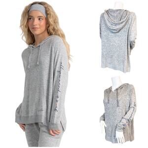 #T64 NWOT Surf Style Hacci Lightweight Pullover Hoodie Heather Grey SZ L $38